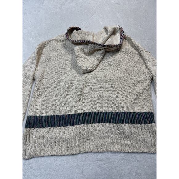 Pilcro Embroidered Knit Hoodie Aztec Boho Artisan Cream Multicolor Trim SZ S - Picture 11 of 12